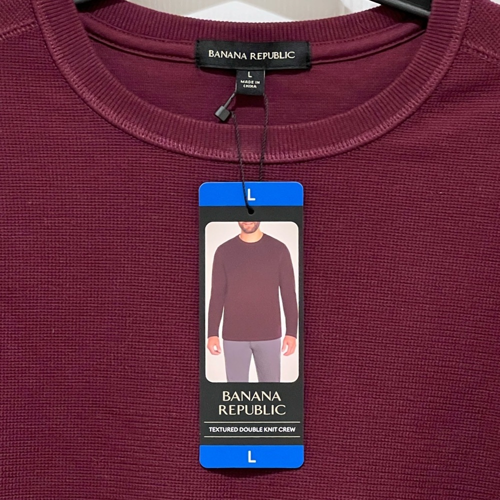 Banana Republic Men's L Waffle Top Crew Sweatshirt Textured Double Knit Shirt - Picture 2 of 4